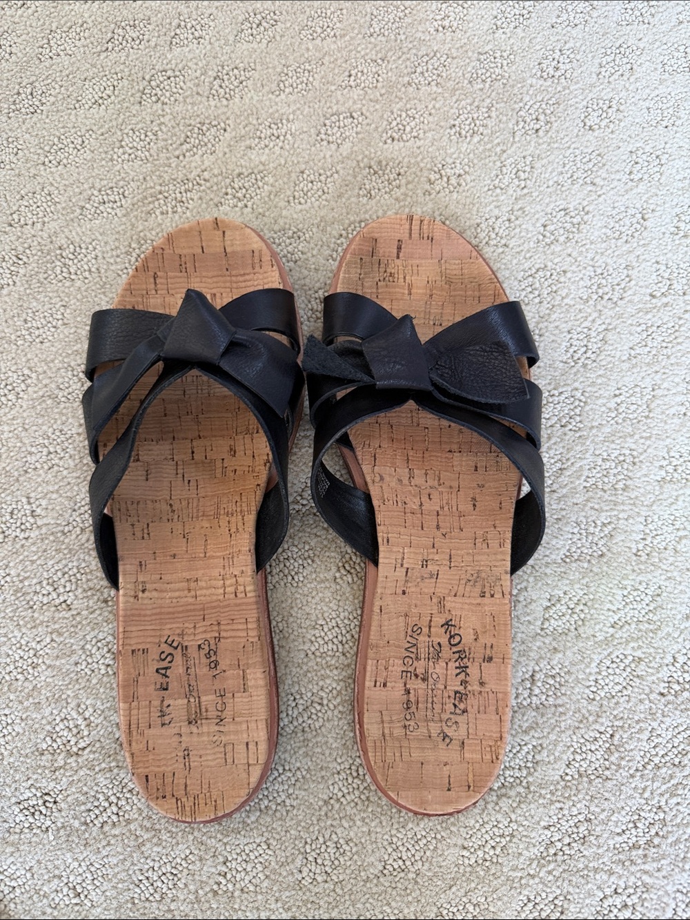 Kork-Ease Brigit Black Bow Cork Footbed Slide Sandals